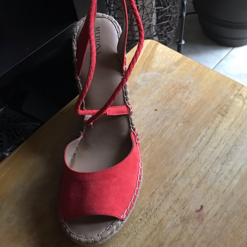 Target Merona Maren red espadrille wedge sandals.